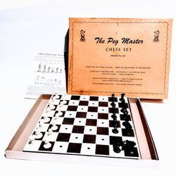Vintage Peg Chess Set - WM. F. Drueke & Son W/ Box No  900,  100% Complete Toy Thumbnail