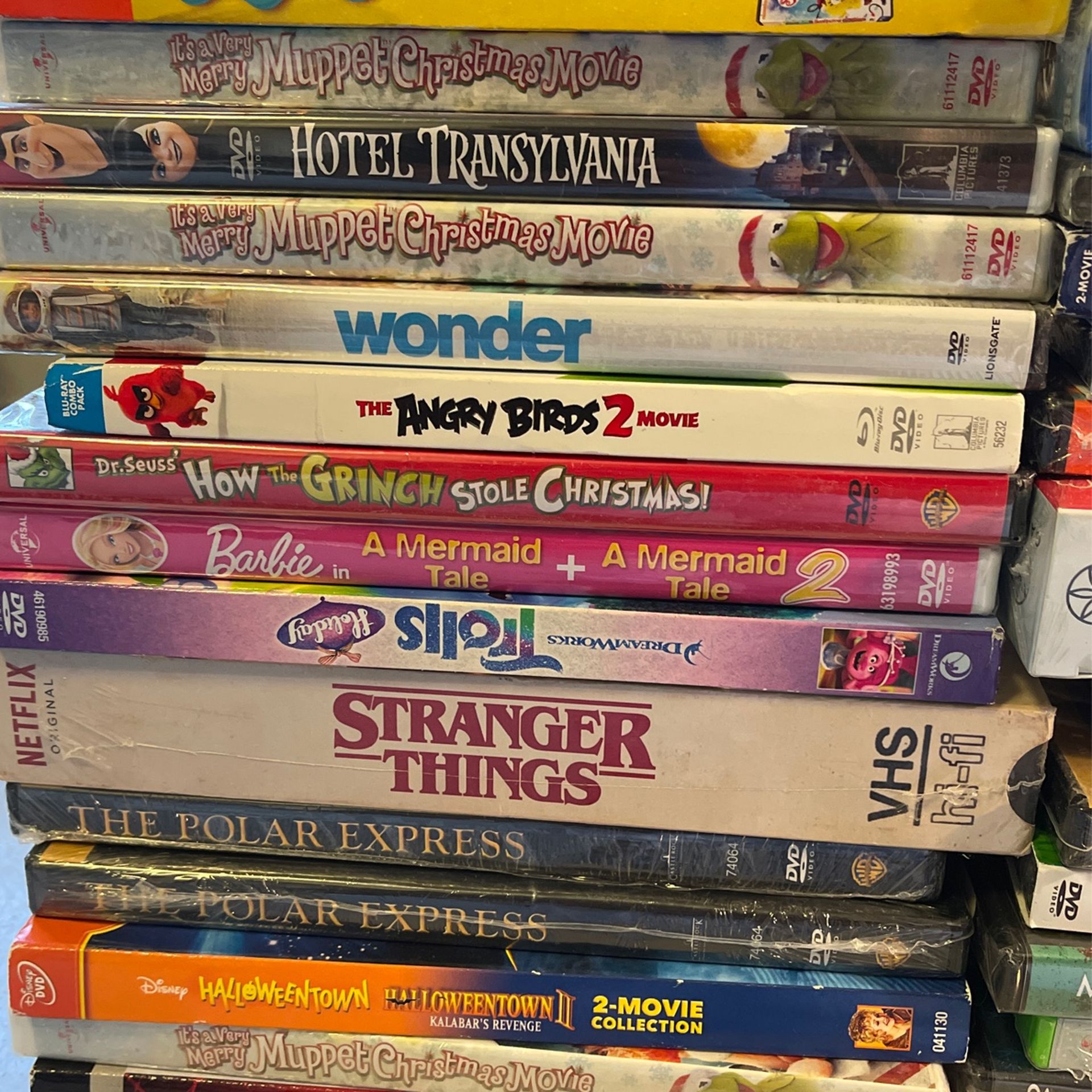 OER 25 BRAND NEW DVDS AND CDS MUST GO TODAY! HOLIDAY MOVIES POLAR EXPRESS, TROLLZ, STRANGER THINGS, GRINCH