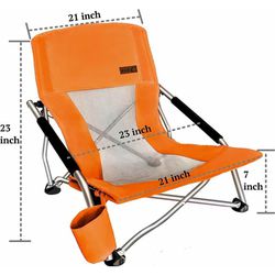 Nice C Low Beach Camping Folding Chair, Ultralight Backpacking Chair with Cup Holder & Carry Bag Compact & Heavy Duty Outdoor, Camping, BBQ, Beach, Tr Thumbnail