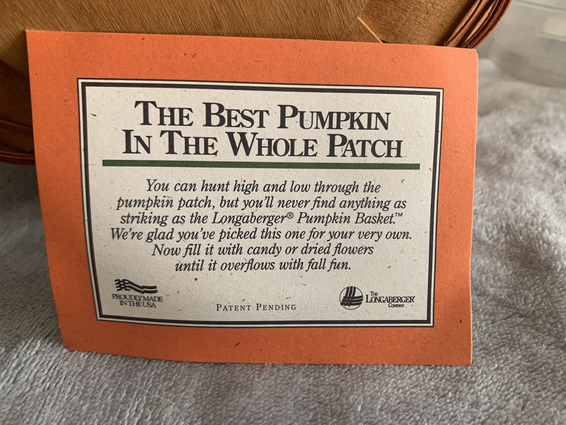 Longaberger 1995 Pumpkin Basket
