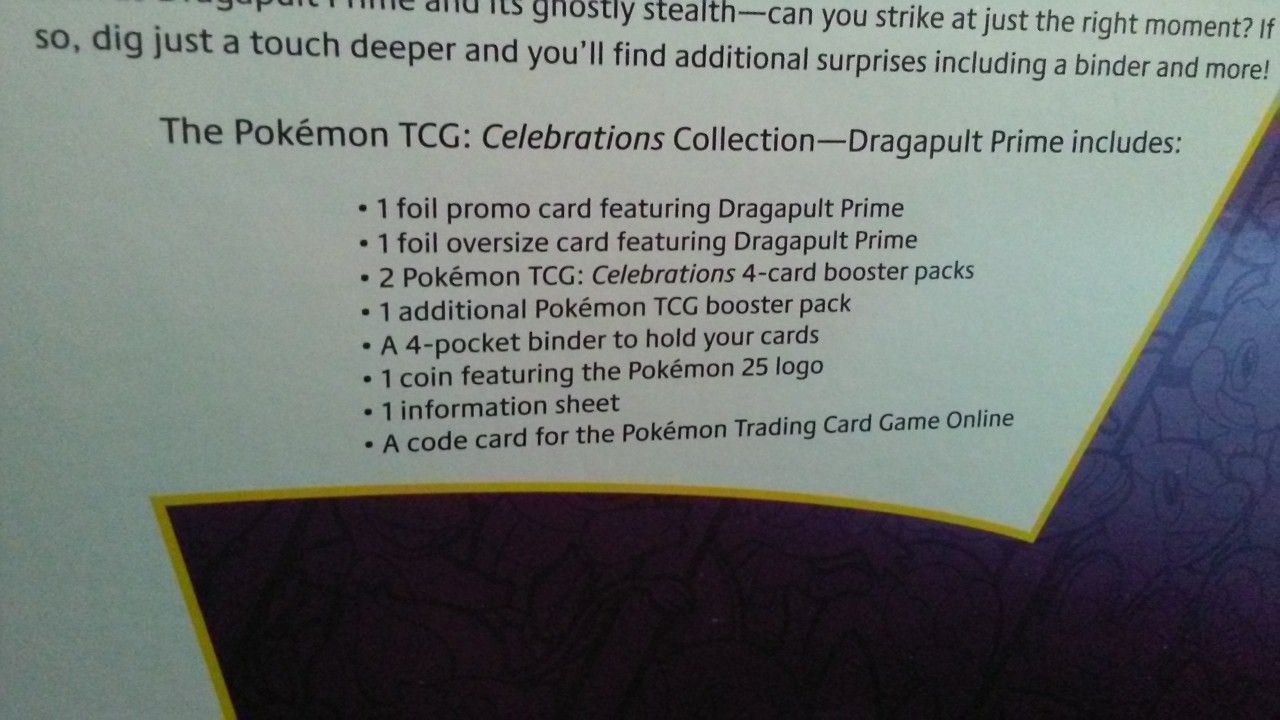 Pokemon TCG DRAGAPULT PRIME CELEBRATIONS Collection Sealed $30