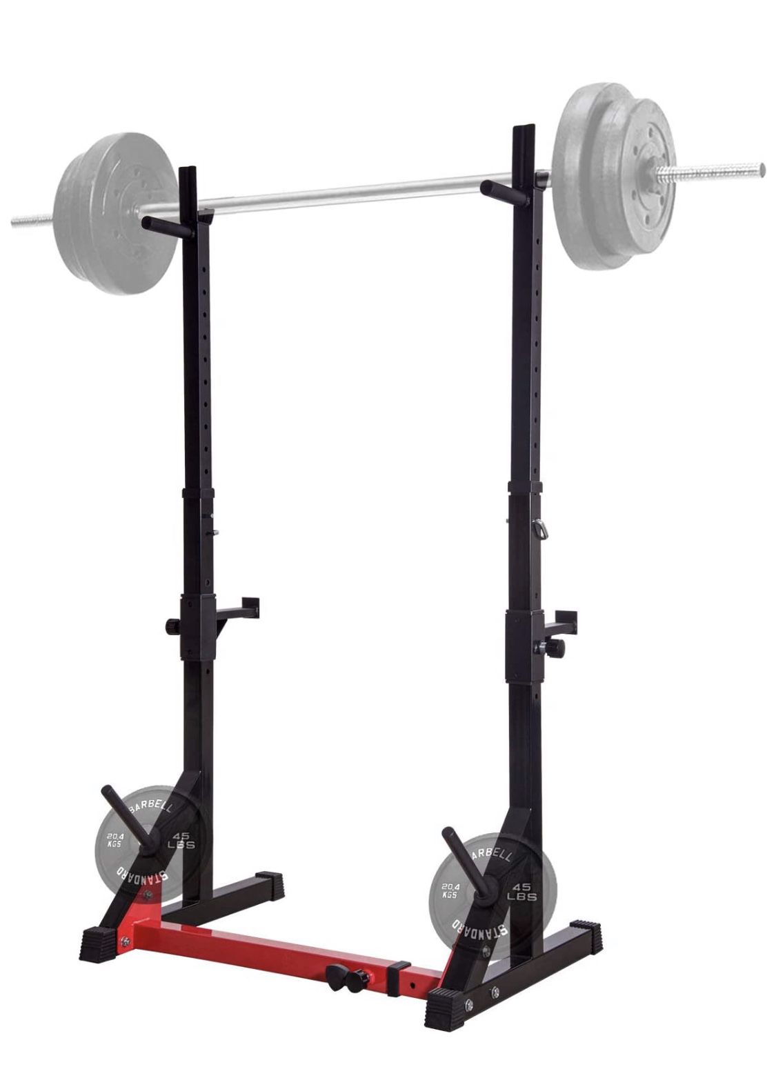 Multi-Function Barbell Rack Height Adjustable Dip Stand Gym Family Fitness Squat Rack Weight Lifting Bench Press Dipping Station with Barbell Plate R
