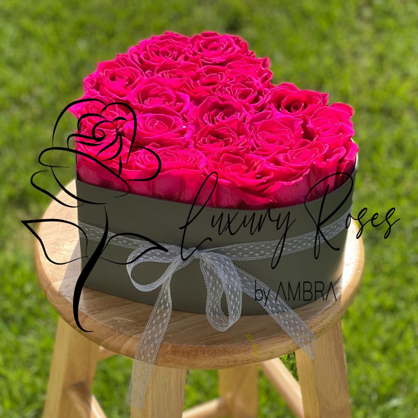 hot pink Eternal Roses Heart Shape Box Roses Lasting Preserved Flowers Bday Anniversary Gift Present immortal Roses long lasting Gift