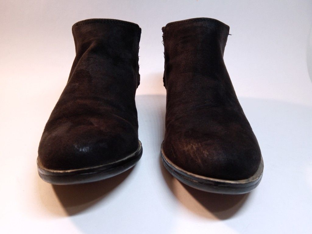 SUGAR Black Low Block Heel Ankle Boots Booties Microfiber Faux Suede Womens 6M