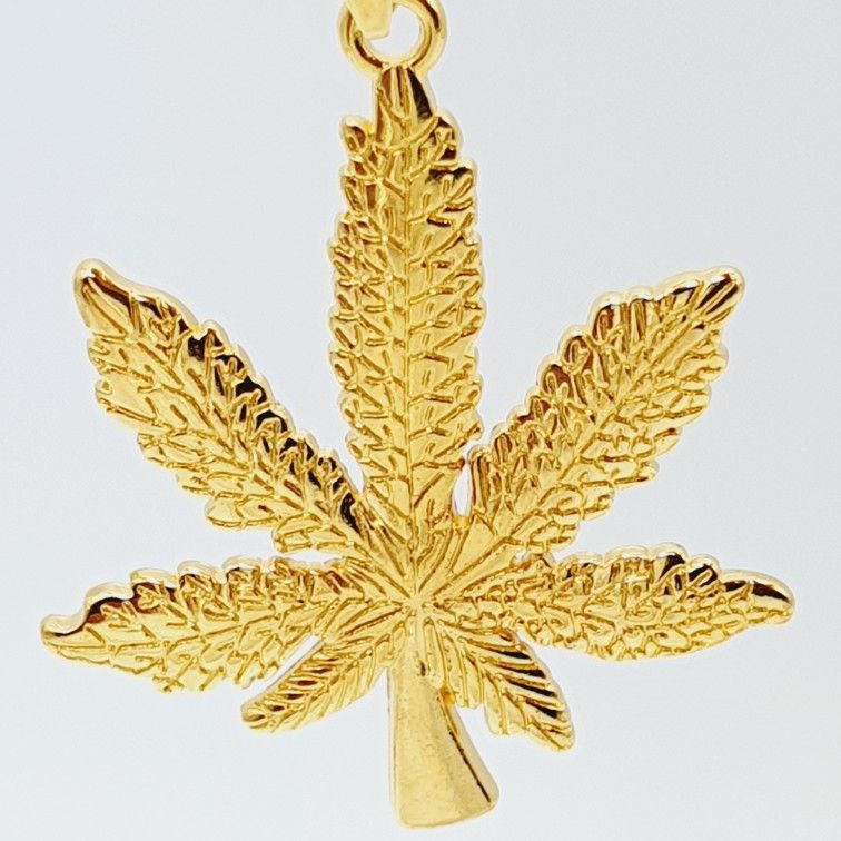 "Stainless Steel Leaf Hip-hop Hemp Necklace, BL034
