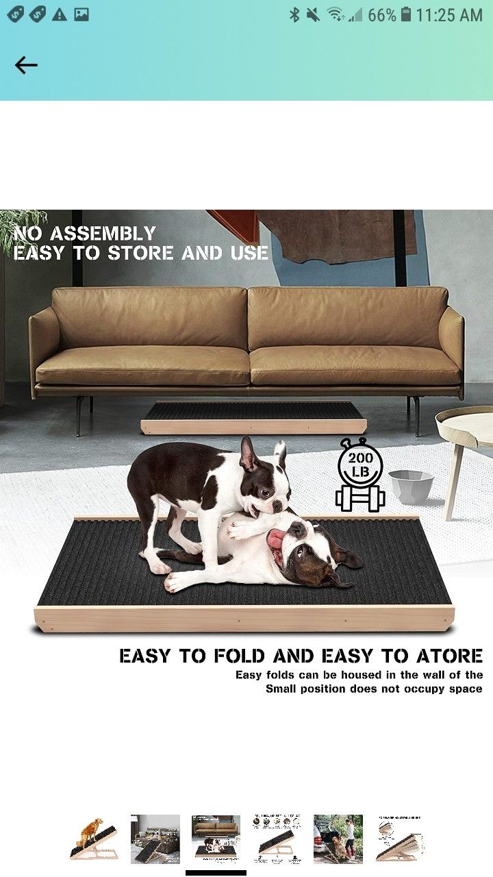 SASRL Adjustable Pet Ramp for All Dogs and Cats - Folding Portable Dog Ramp for Couch or Bed with Non Slip Carpet Surface, 40”Long