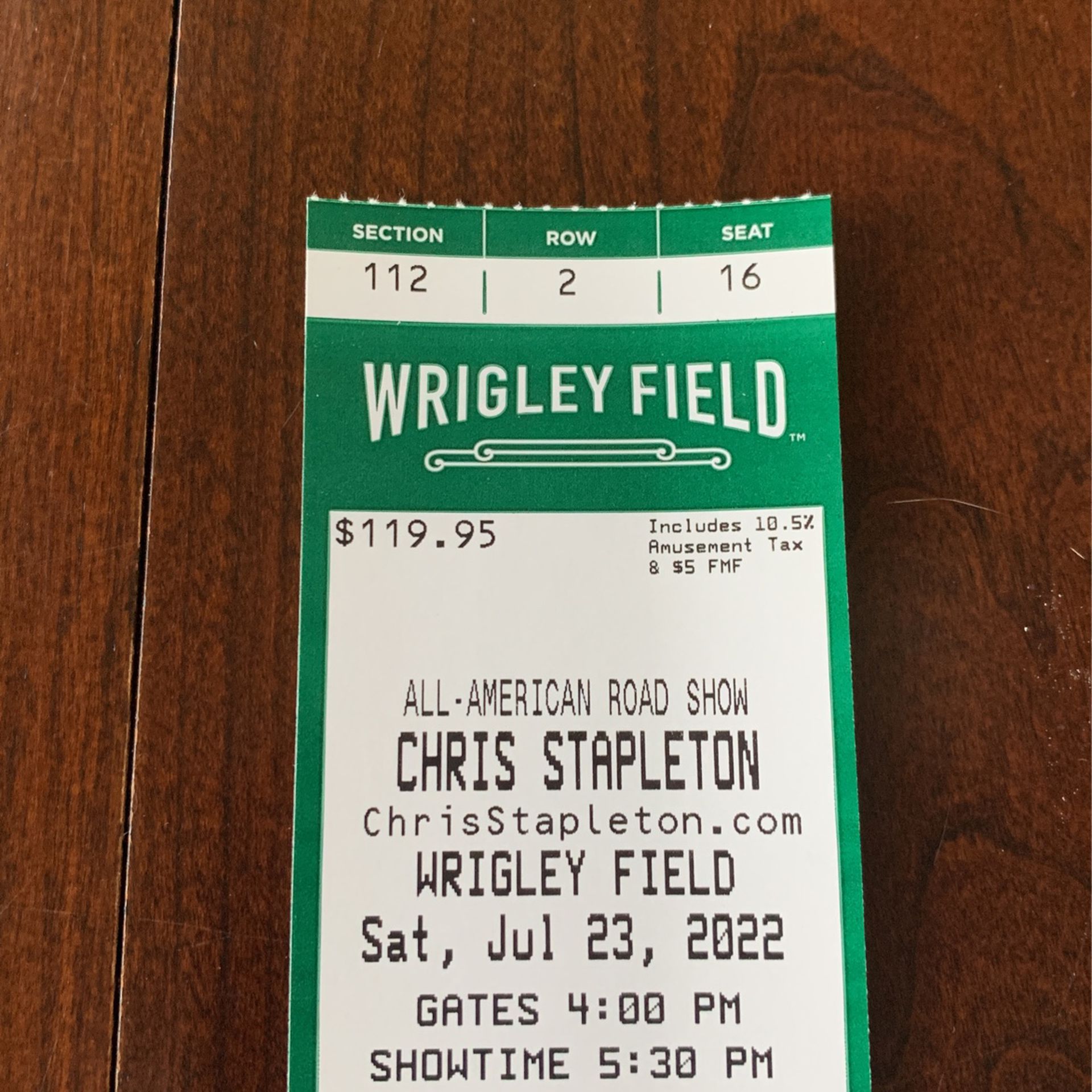 Chris Stapleton 2 Tickets All - American Road Show @ Wrigley Field July 23, 2022