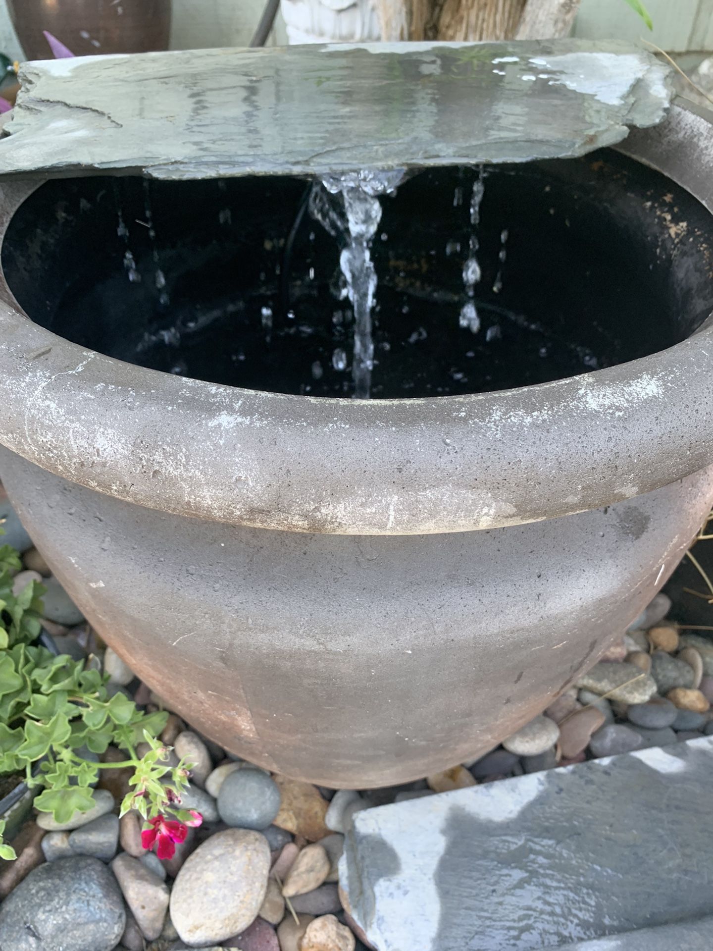 Large Rustic-Modern Patio Water Fountain