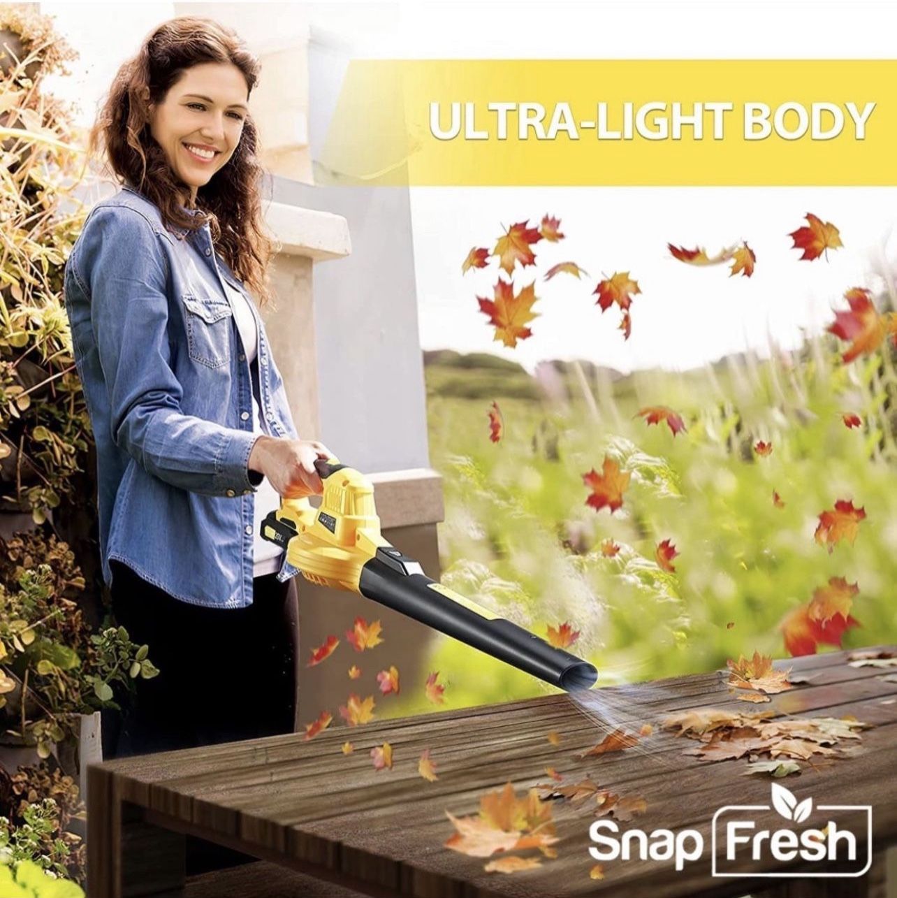 SnapFresh Leaf Blower - 20V Leaf Blower with Battery & Charger, Leaf Blower Cordless for Lawn Care, Electric Leaf Blower Battery Powered for Snow blow