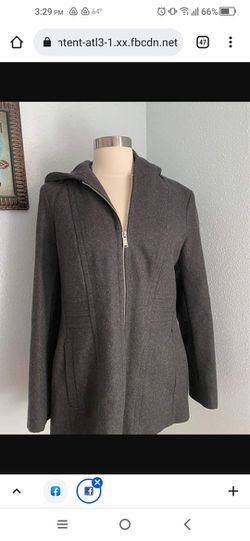New Without Tags Avanti Women's Wool Coat Parka Jacket Medium Tall Charcoal Gray Zipper  Thumbnail