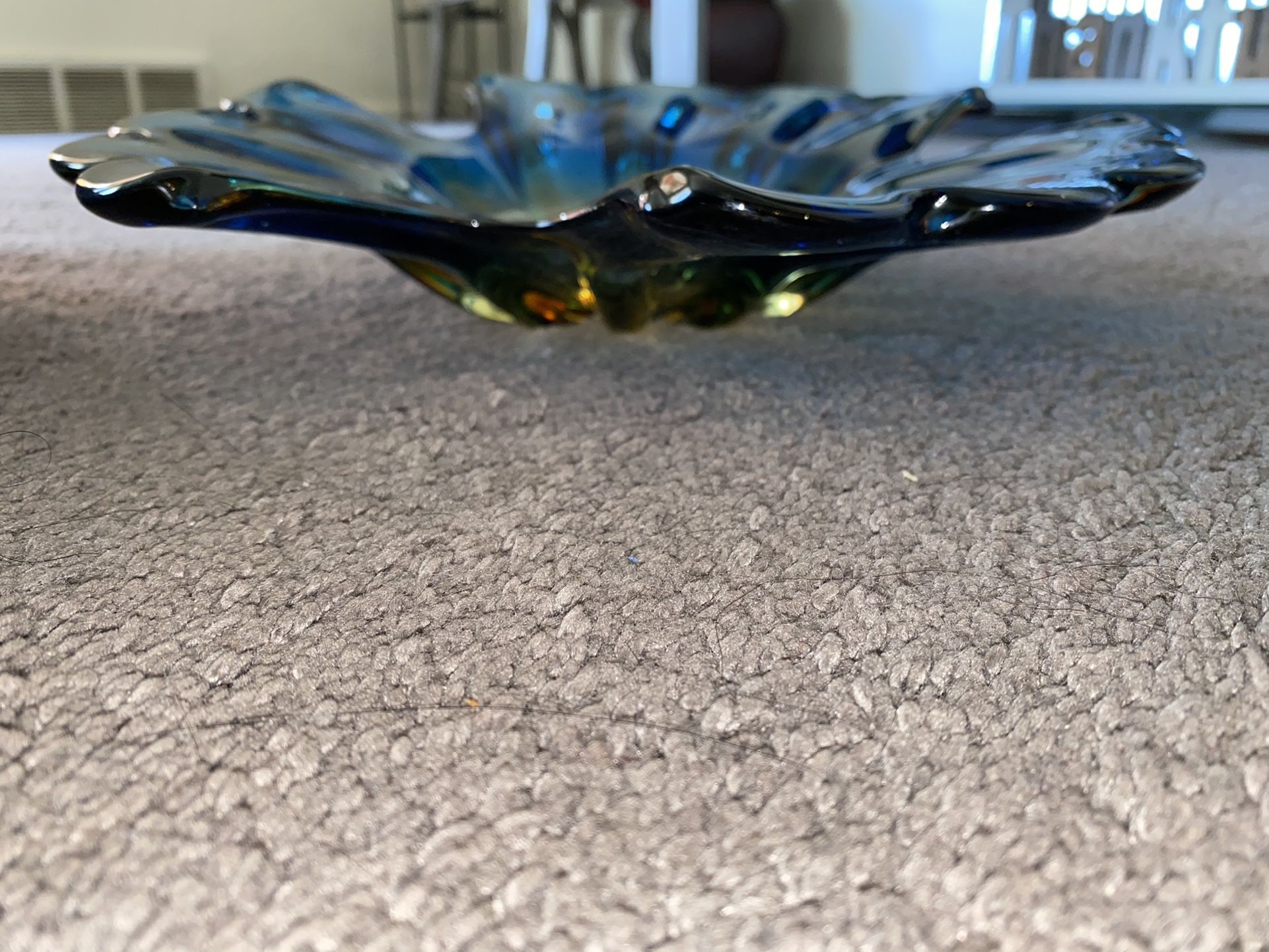 Gorgeous Vintage Italian MURANO Glass Free Form SOMMERSO BOWL Cobalt Blue/Purple