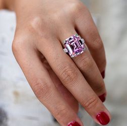 "Radiant Cut Gemstone Zircon Luxury Wedding Rings for Women, PD554
 
  Thumbnail