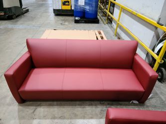 RED LEATHER CHAIRS & SOFA SET Thumbnail