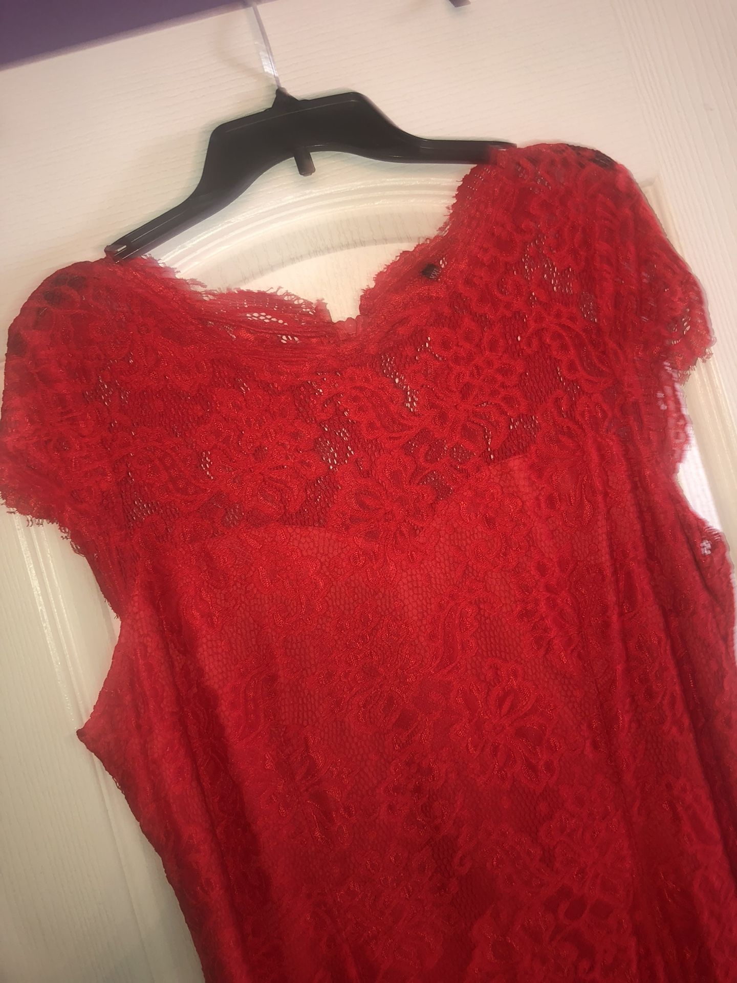 Long Red Lace Dress