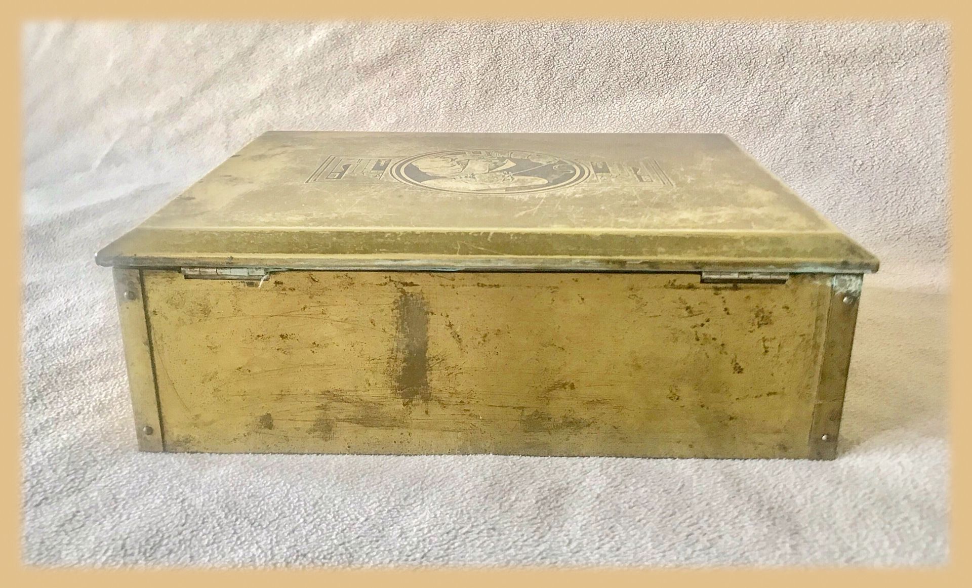 ANTIQUE ETCHED CAVALIER BRASS HUMIDOR TOBACCO BOX GRAMMES ALLENTOWN for ...