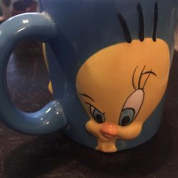 Tweety Bird Warner Brothers Mug Cup Coffee Tea Embossed 3D Thick Handle  Thumbnail