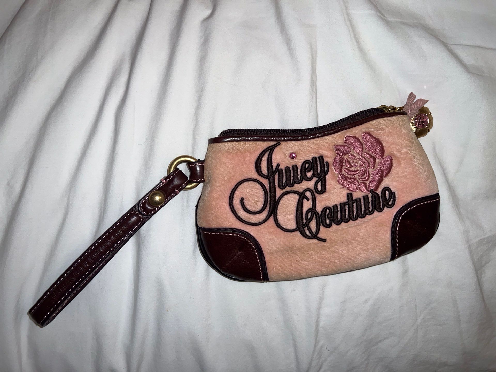 Juicy Couture Pink And Brown Wristlet Bag 