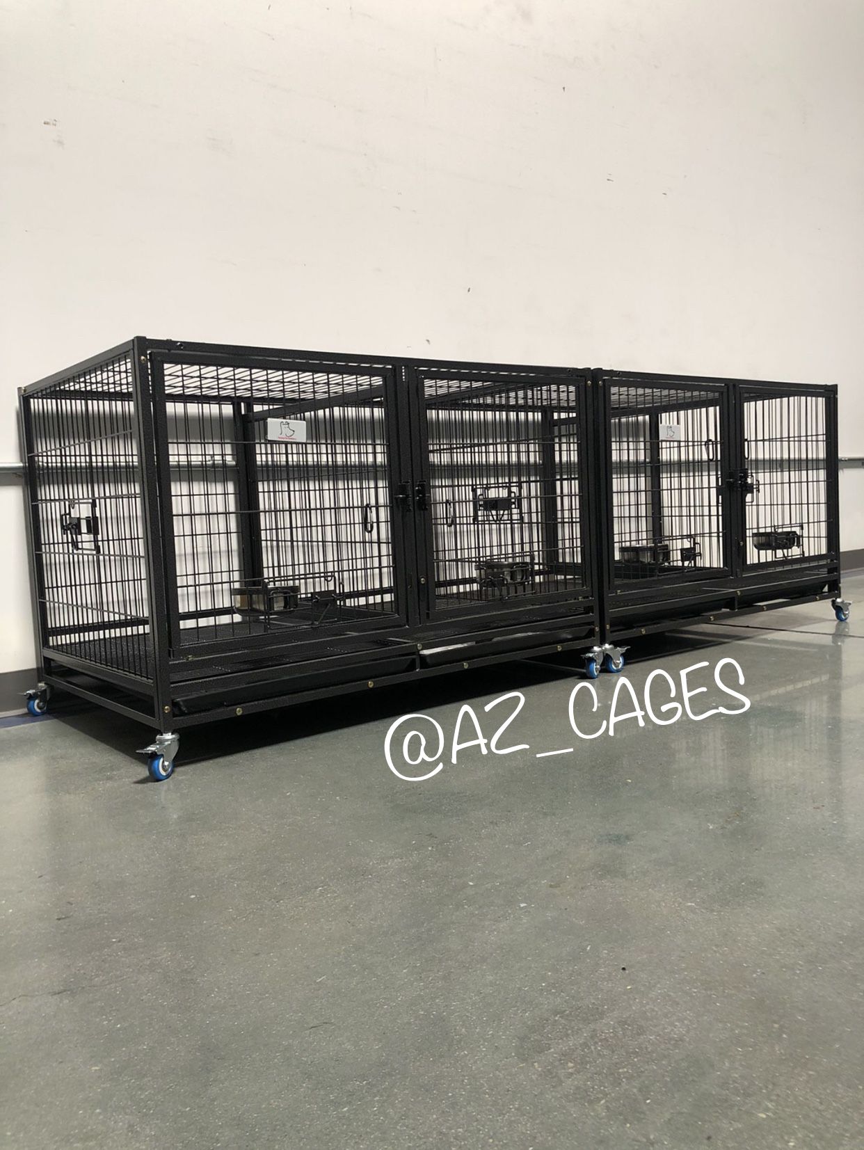Set Of 2 - Brand New 42” Heavy Duty Dog Pet Double door Kennel Crate Cage 🐕‍🦺🐩🐶 please see dimensions in second picture 🇺🇸 