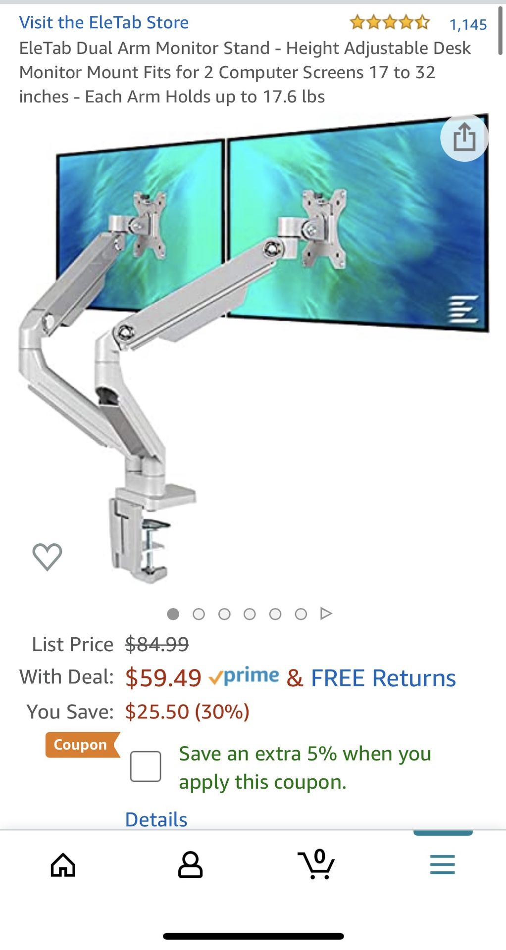 Dual Arm Monitor Stand