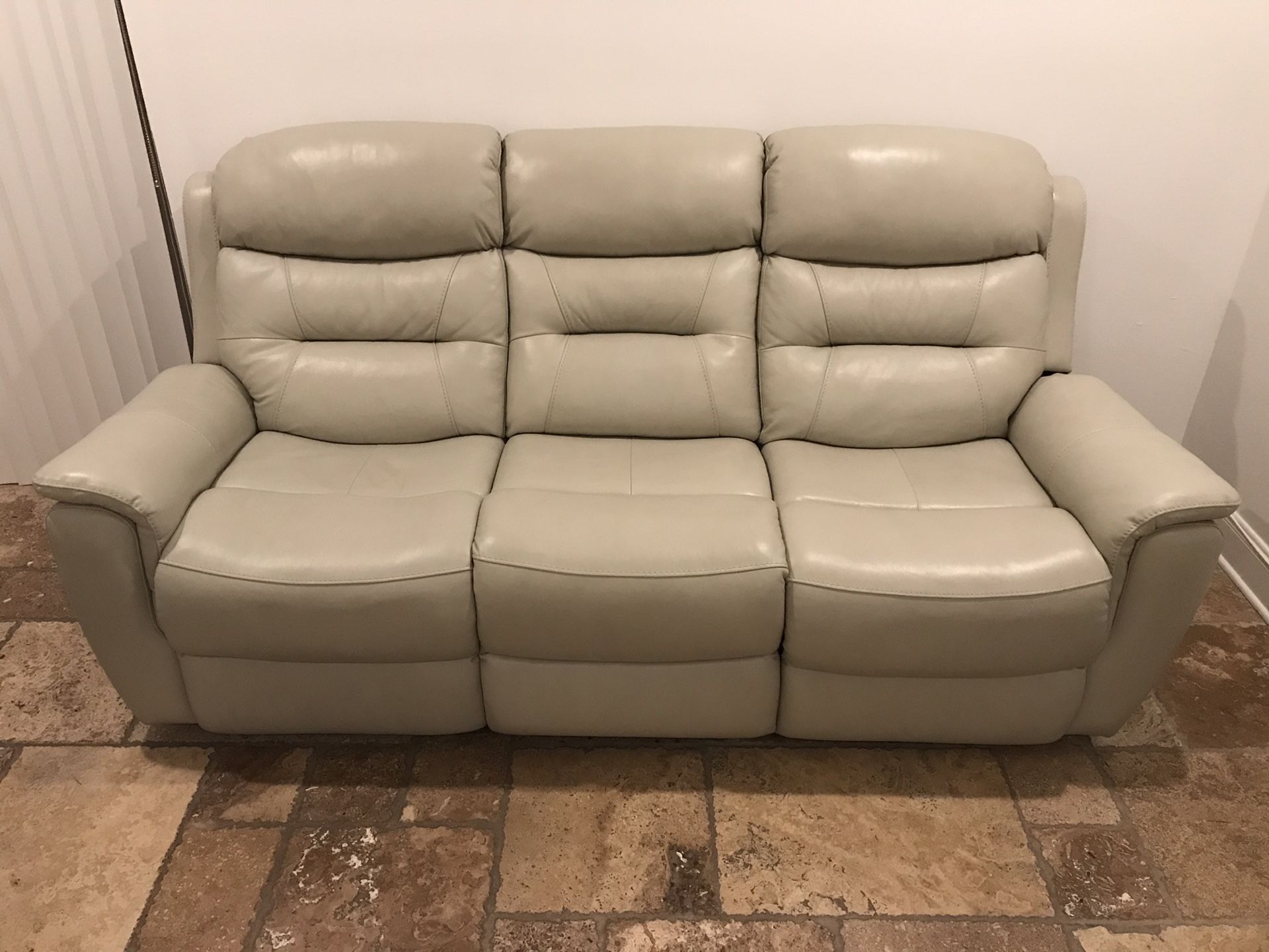 sabella stone leather power reclining sofa