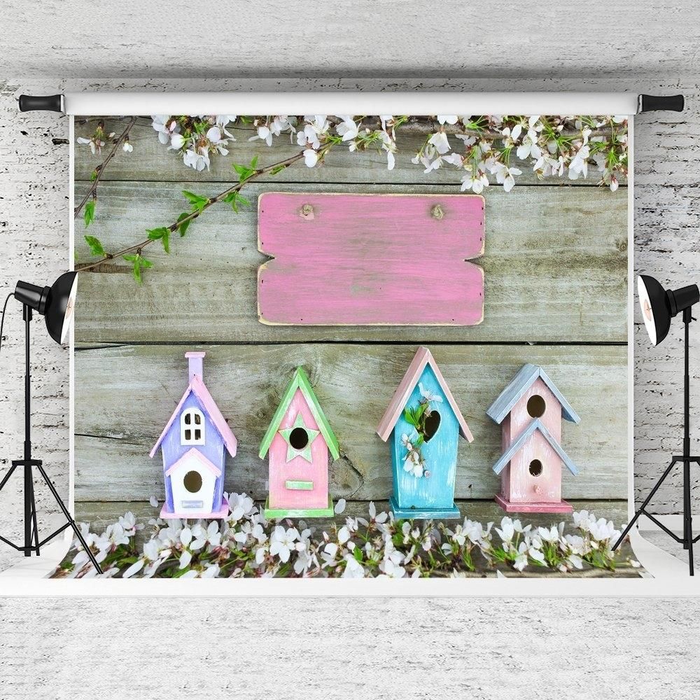 7x5ft Spring Photography Backdrops Wooden Wall Background Photo Booth Props