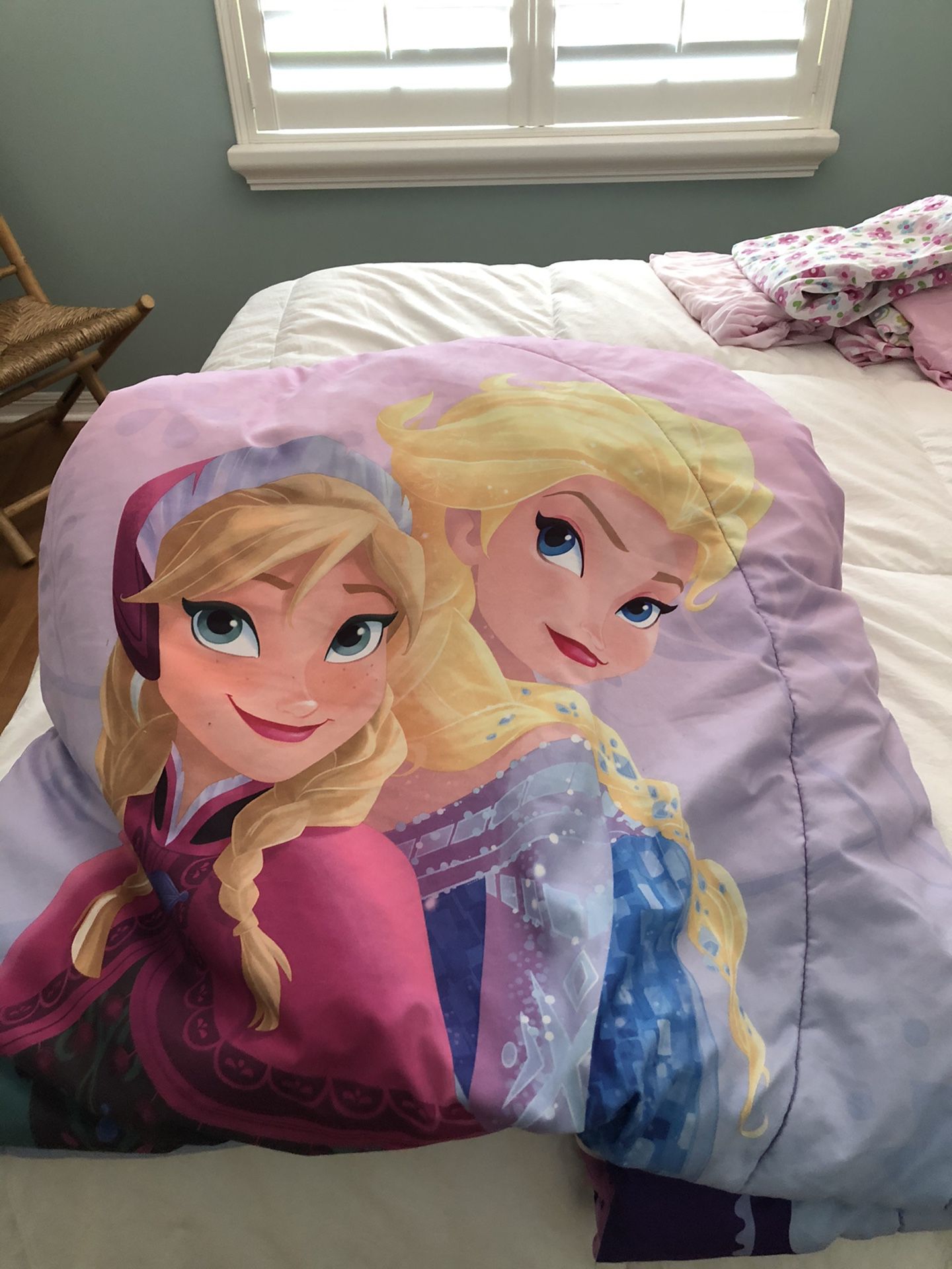Frozen~Elsa & Ana Twin Bed Comforter/Sheet Set