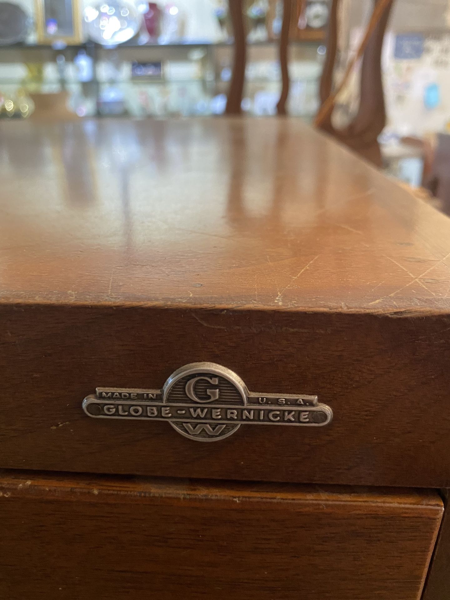 Vintage Globe Wernicke Wood Office File Cabinet