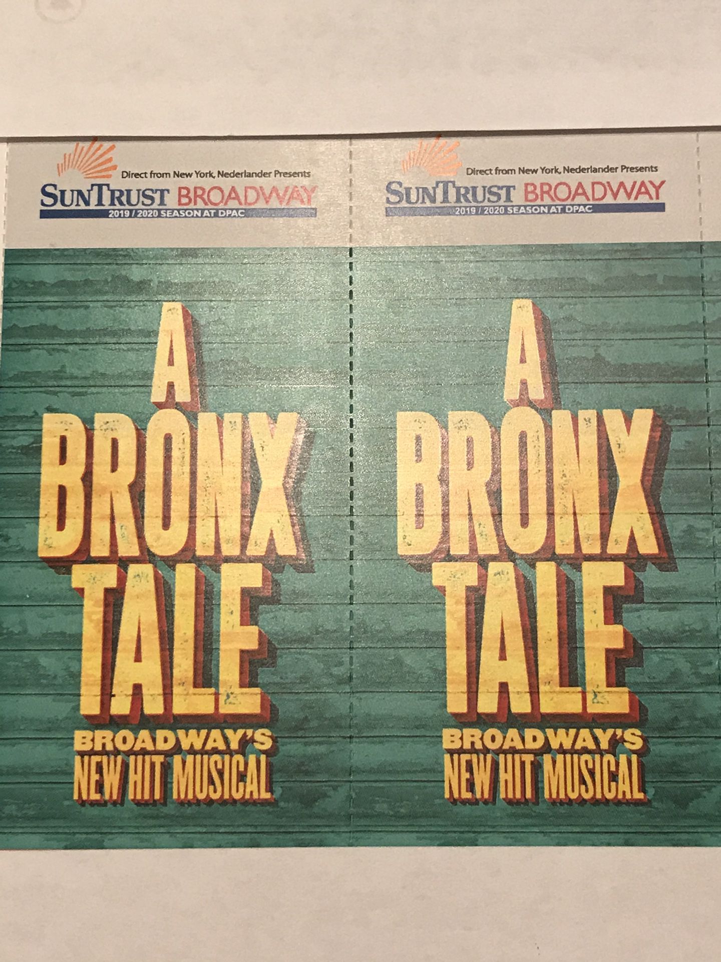 Tickets to “A Bronx Tale” touring Broadway musical