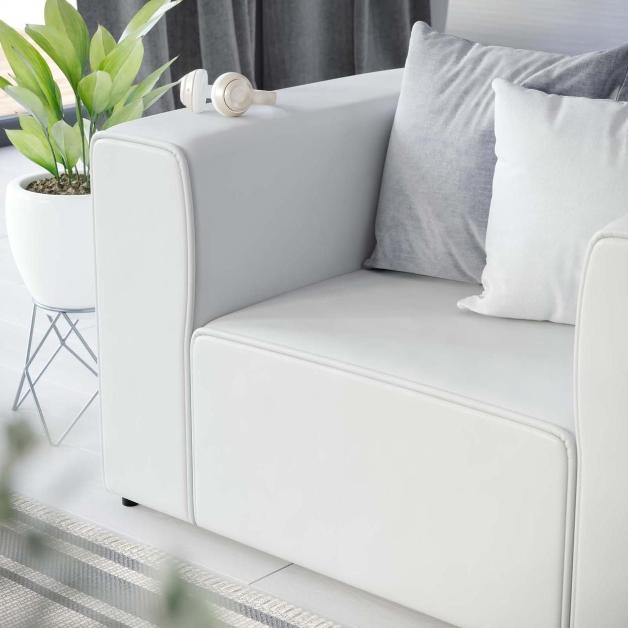Mingle Vegan Leather Armchair, White