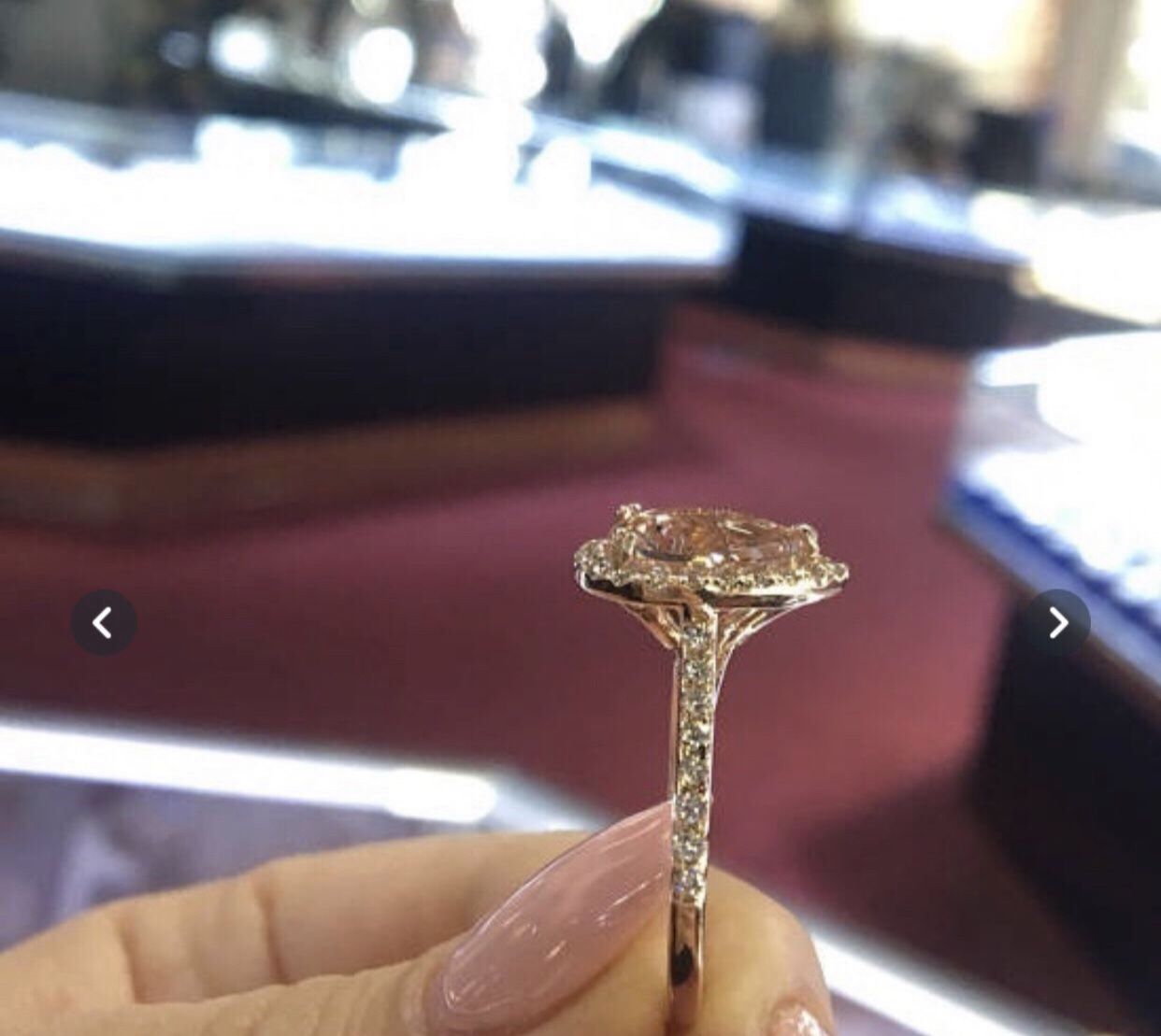 14k Rose Gold With 925 Starling Silver Natural Morganite And Diamond Halo Ring Pear Shape Ring Size 8