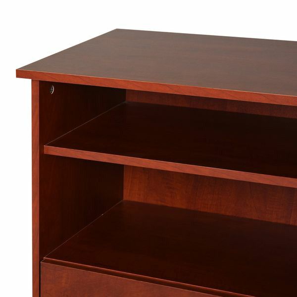 Corner Desk & Storage Cabinet Combo with Large Amounts of Storage, Space-Saving Design, & Large Surface - Cherry