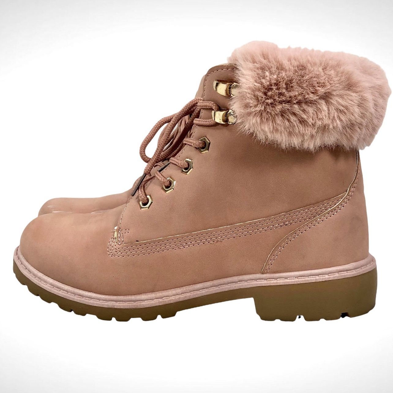G.N.D. Fashion Women's Pink Boots Faux Fur Lining Size 10!