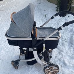 Beautiful Luxury Convertible Basinett Stroller. Converts Into Regular Toddler Stroller! Thumbnail