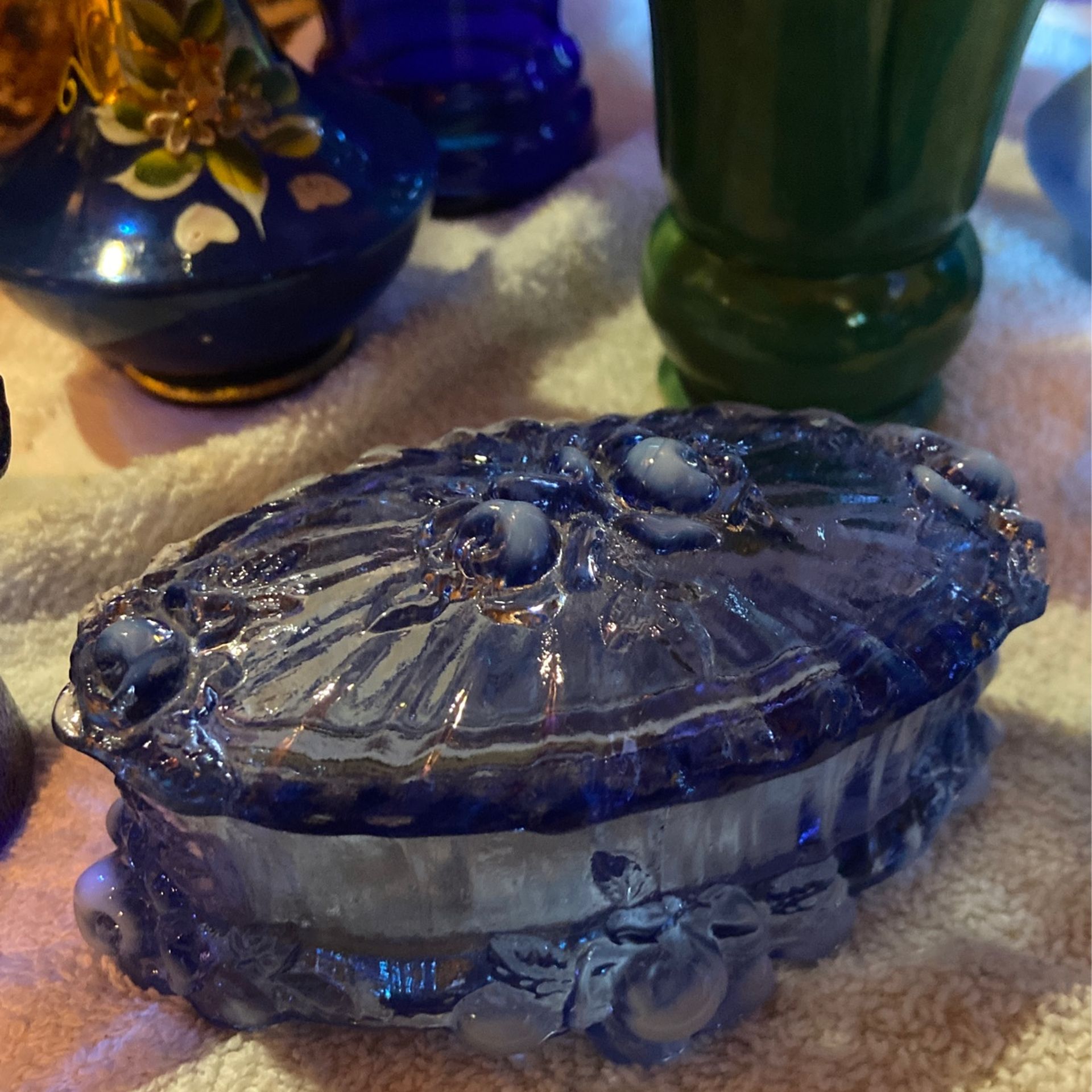 Cobalt Blue Glass And Pottery
