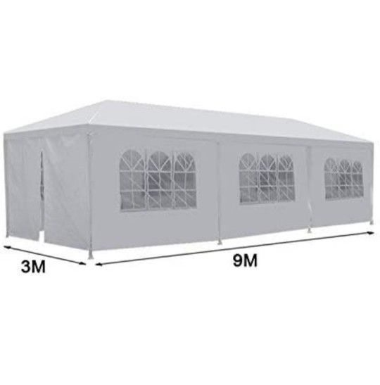 10'x 30' White Gazebo Wedding Party Tent Canopy With 6 Windows & 2 Sidewalls-8