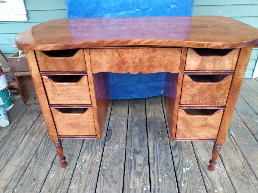 Antique desk solid mahogany with 7 drawers. X Posted