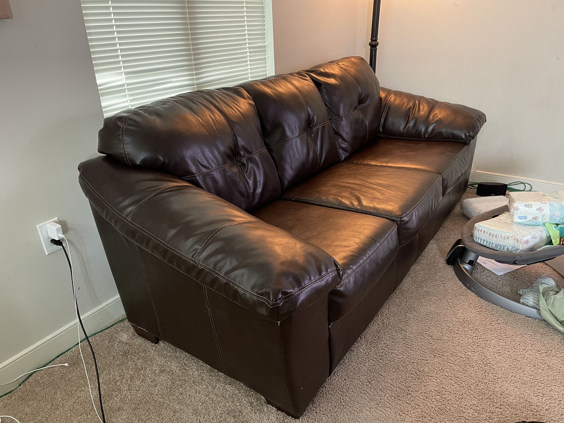 Leather Sofa About 6’10