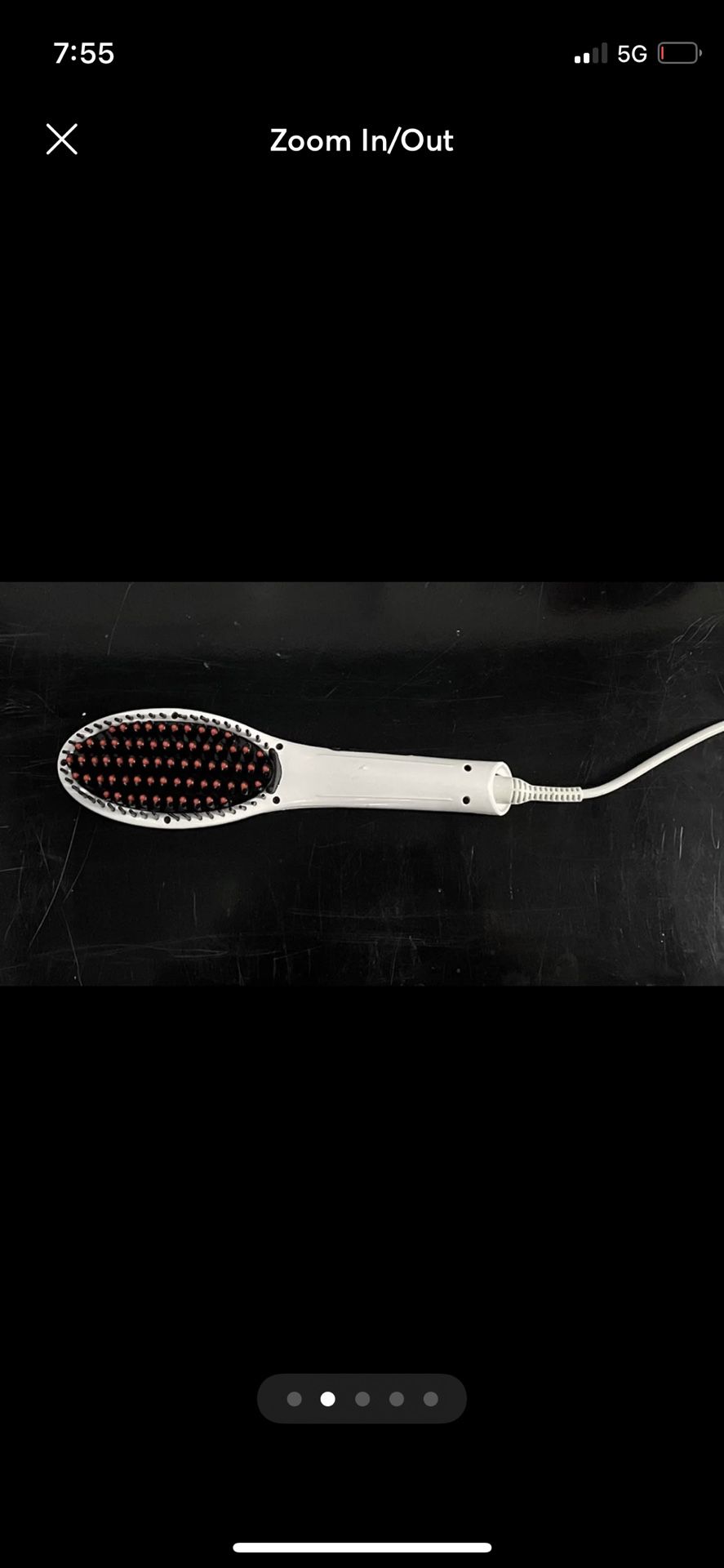 LCD Display Hair Straightener Comb Brush Iron(White)
