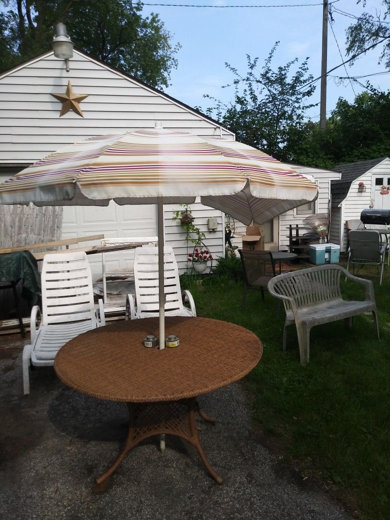 Table Outside Deck Or Yard It's Rubberized Wicker