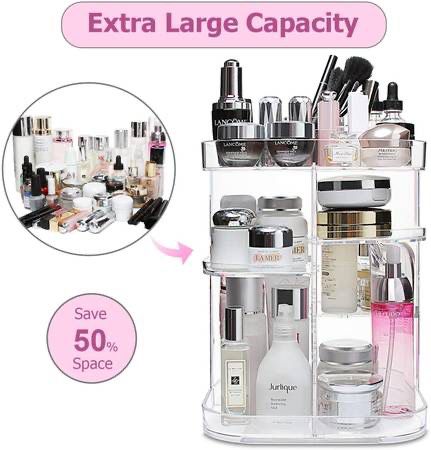  condition: new   Makeup Organizer 360 Degree Rotating Storage, Multi-Function Clear Carousel Cosmetic Organizer with 5 Layers Large Capacity, Great f