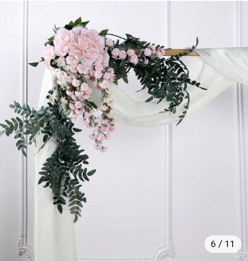 (2)
18 Ft Ivory Window Scarf Valance, Wedding Drapery Sheer Organza Fabric