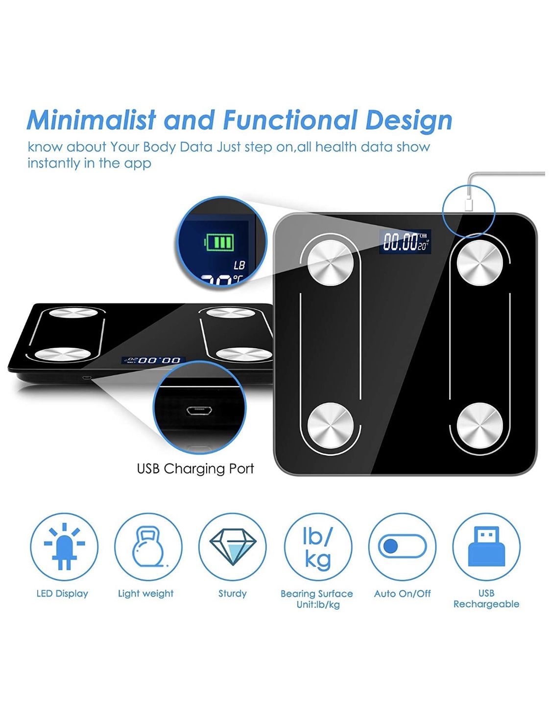 Digital Weight Scale Bathroom Body Fat Scale Smart