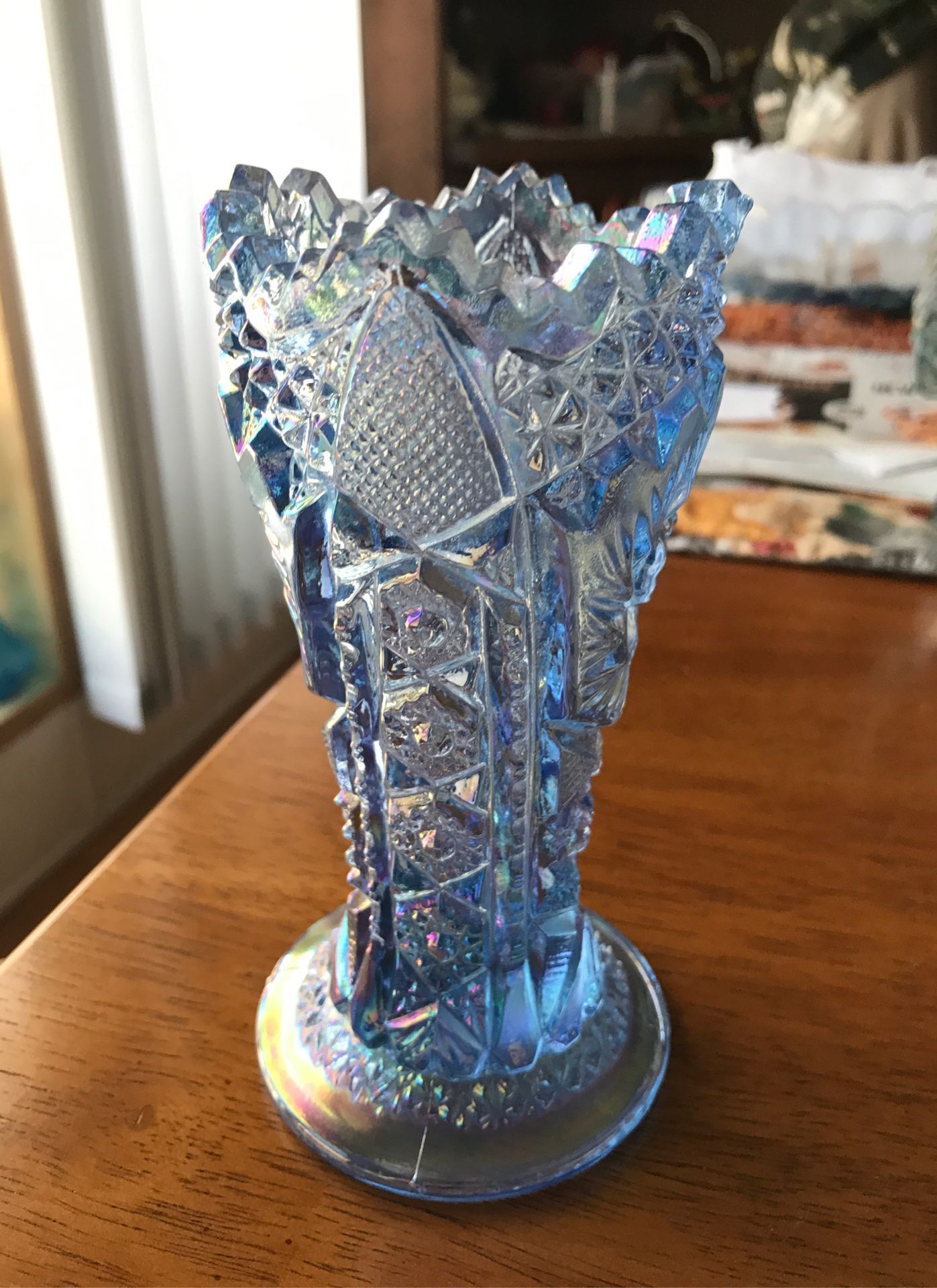 Blue Glass Flower Vase