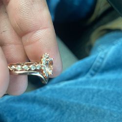 Rose Gold Engagement Ring With Wedding Band Thumbnail