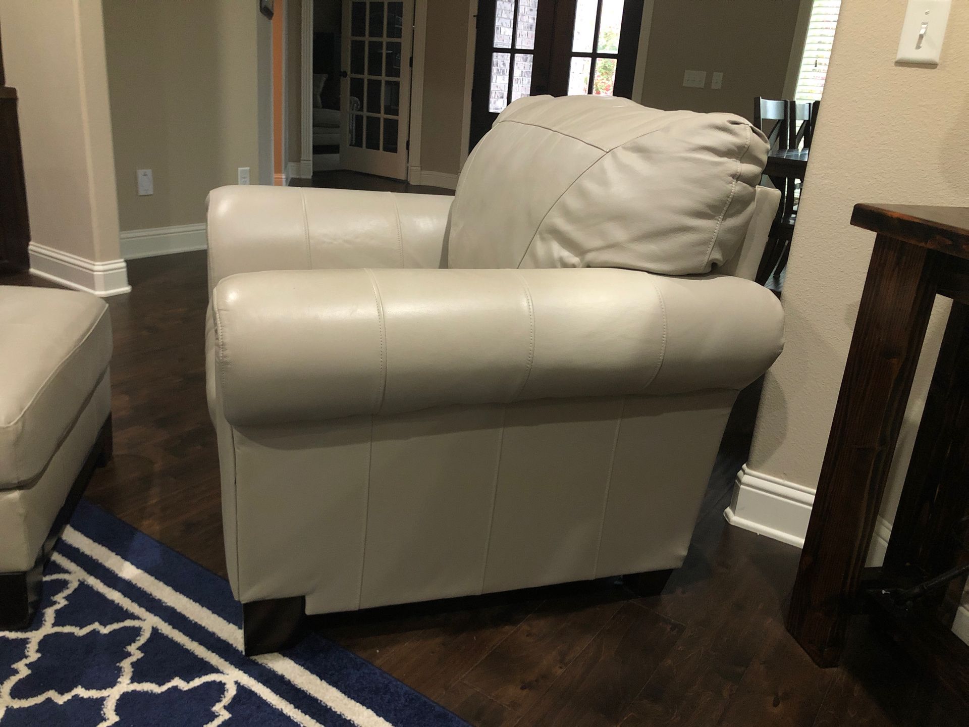 Ashley Leather Iceberg Oversized Chair and Ottoman