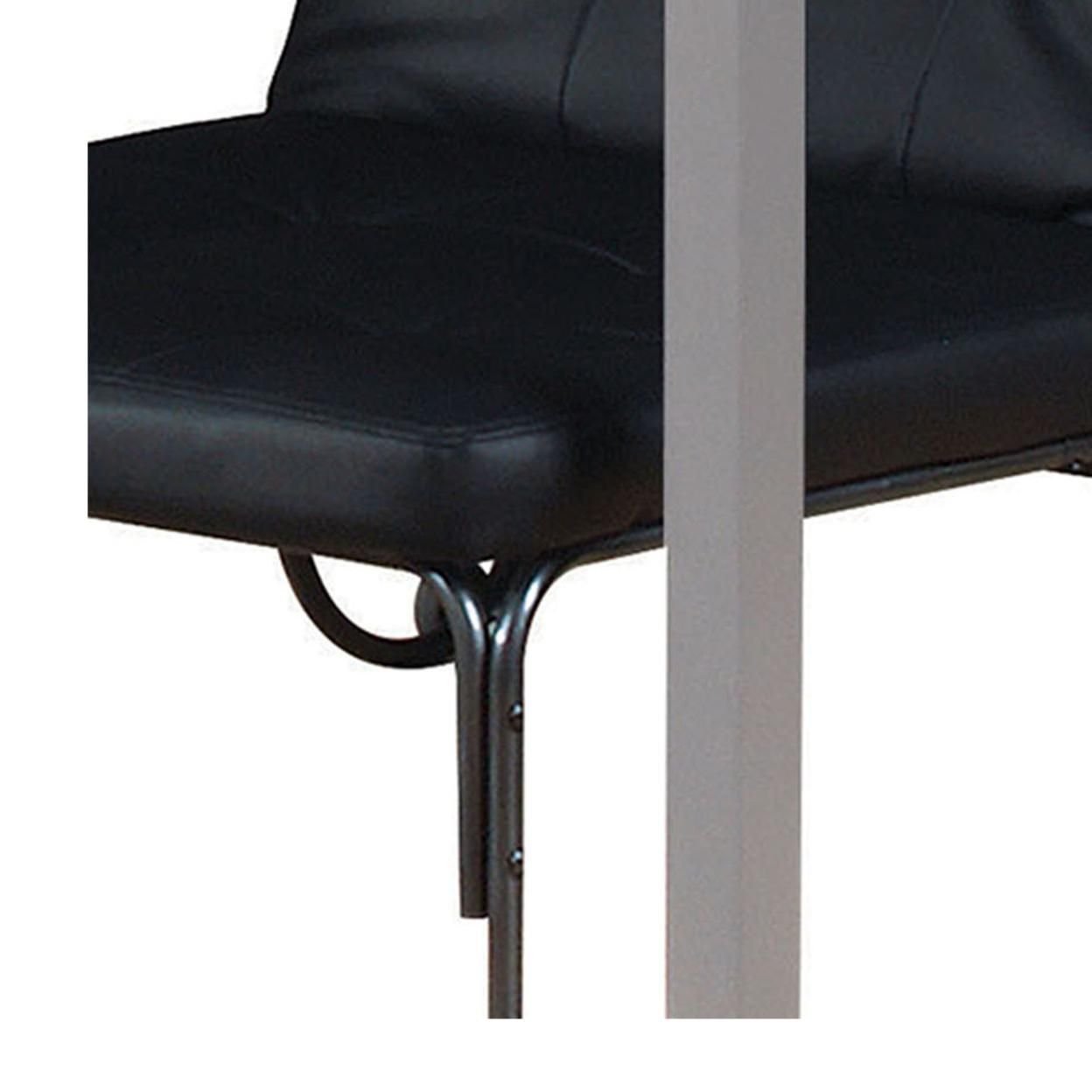 Saltoro Sherpi Adjustable Metal Futon with Faux Leather Upholstered Tufted Details and Casters, Black