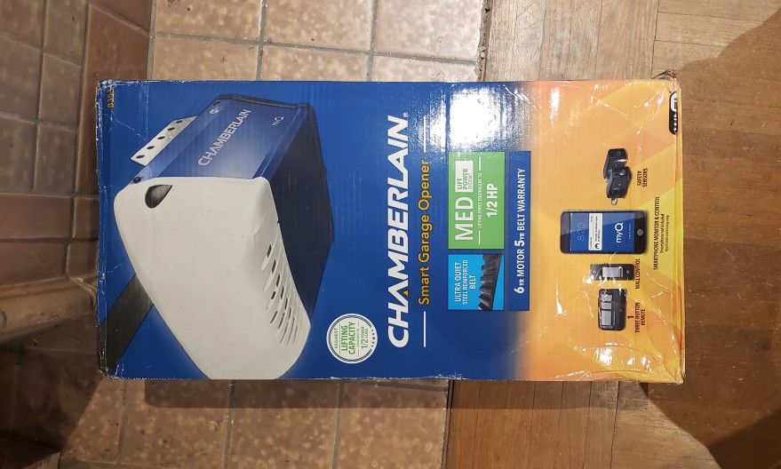 Chamberlain 1/2 HP Equivalent AC Belt Drive Smart Garage Door Opener with Medium Lifting Power With WiFi Options To Control From Phone
