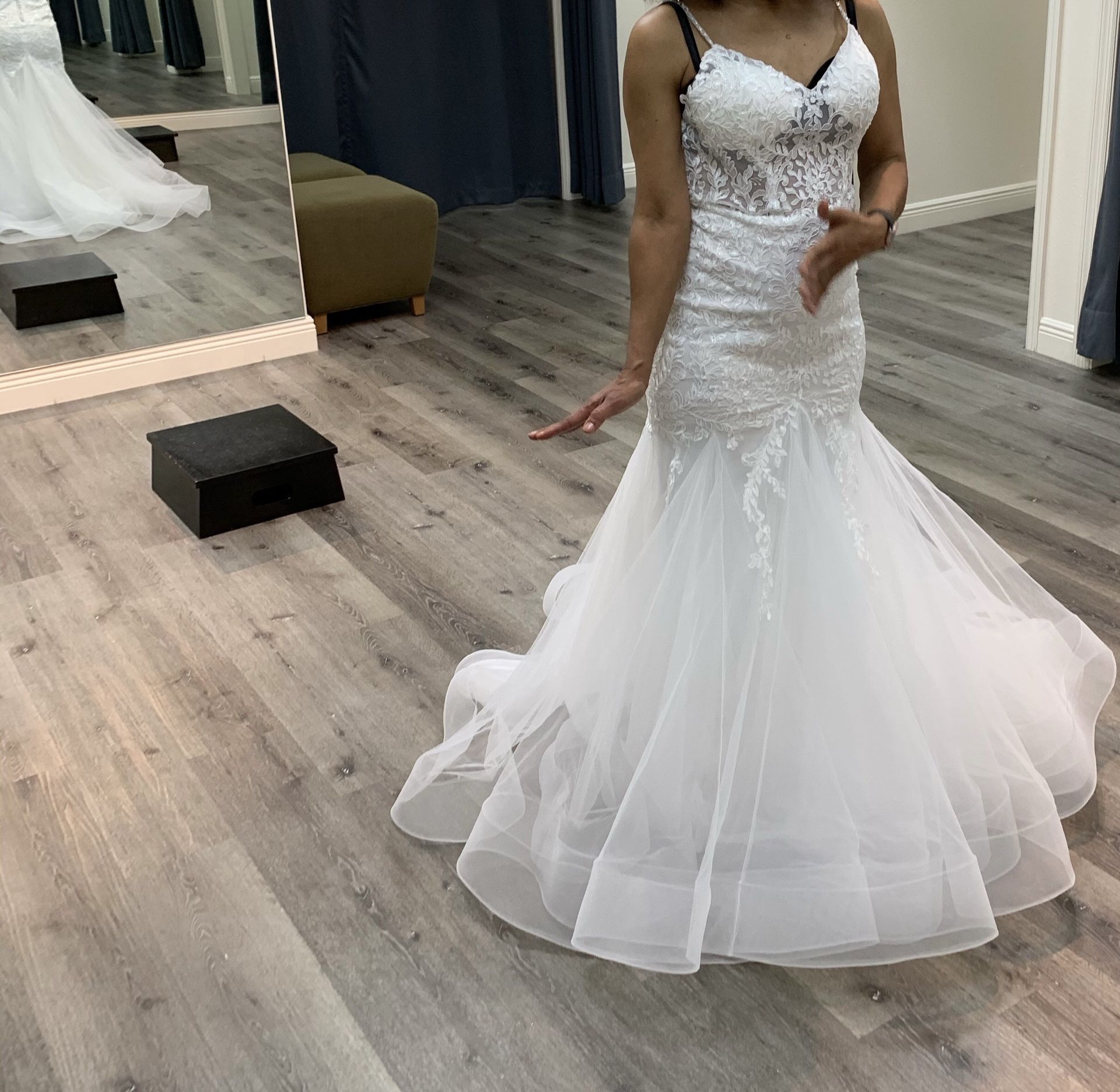 Trumpet Wedding Gown Off White With Rhinestone Straps