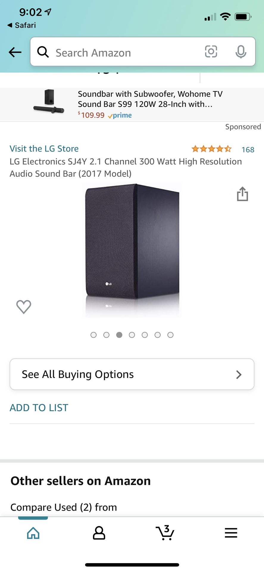LG Sound bar With Sub Woofer