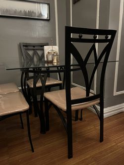 Glass Dinner Table with Chairs  Thumbnail